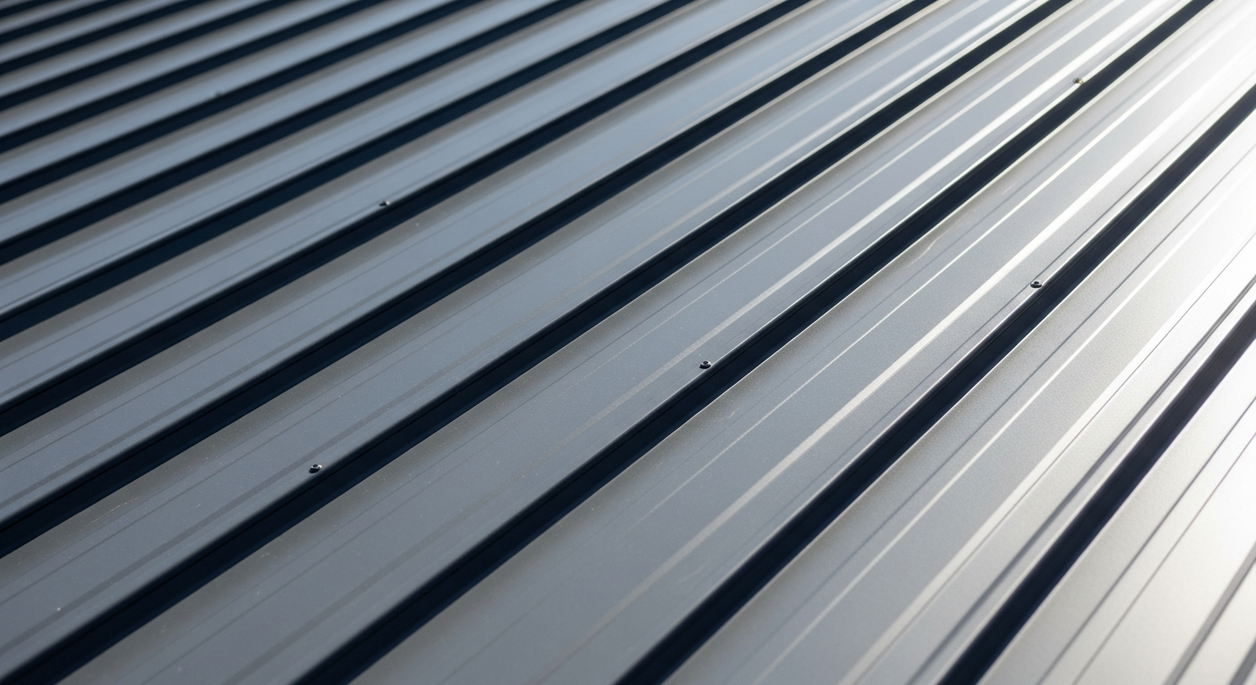 Close up of a brand new Colorbond metal roof installation in Sydney